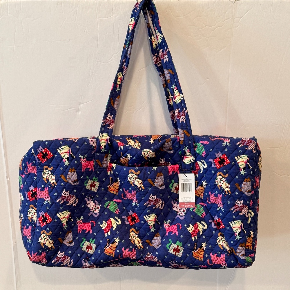 Vera Bradley Large Traveler Duffel Bag Catnip Christmas Pattern Travel Weekend